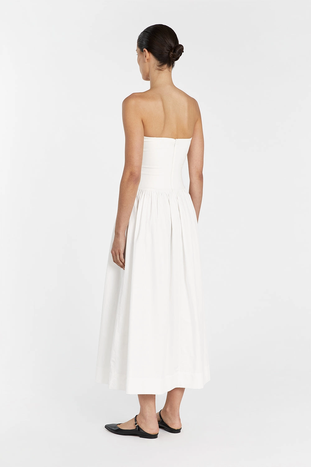 SOPHIE WHITE STRAPLESS MIDI DRESS