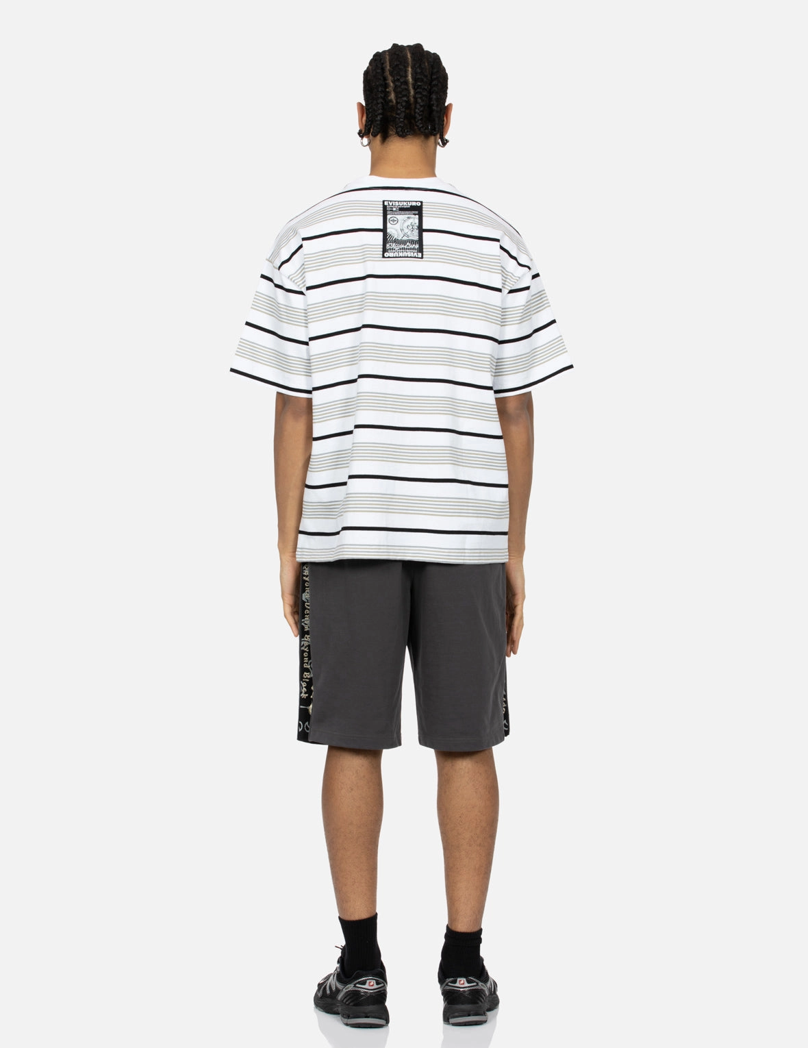 Striped Seagull Appliqué Embroidery Loose Fit T-shirt
