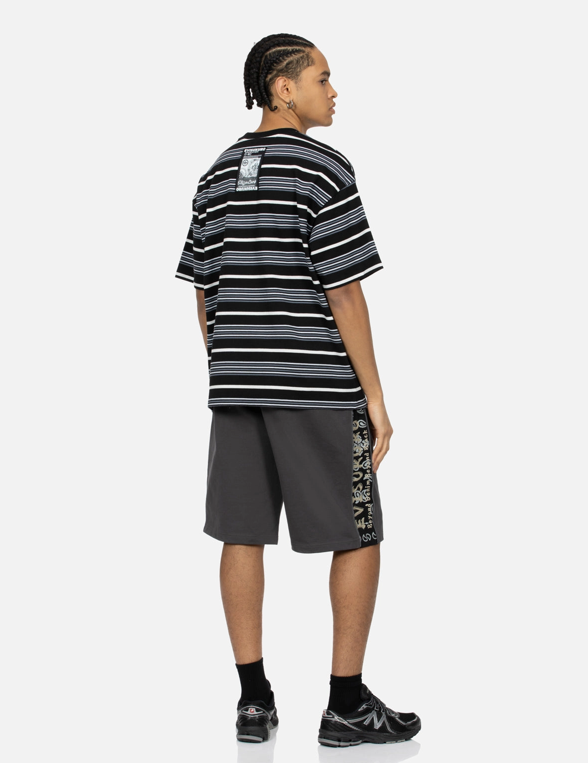 Striped Seagull Appliqué Embroidery Loose Fit T-shirt