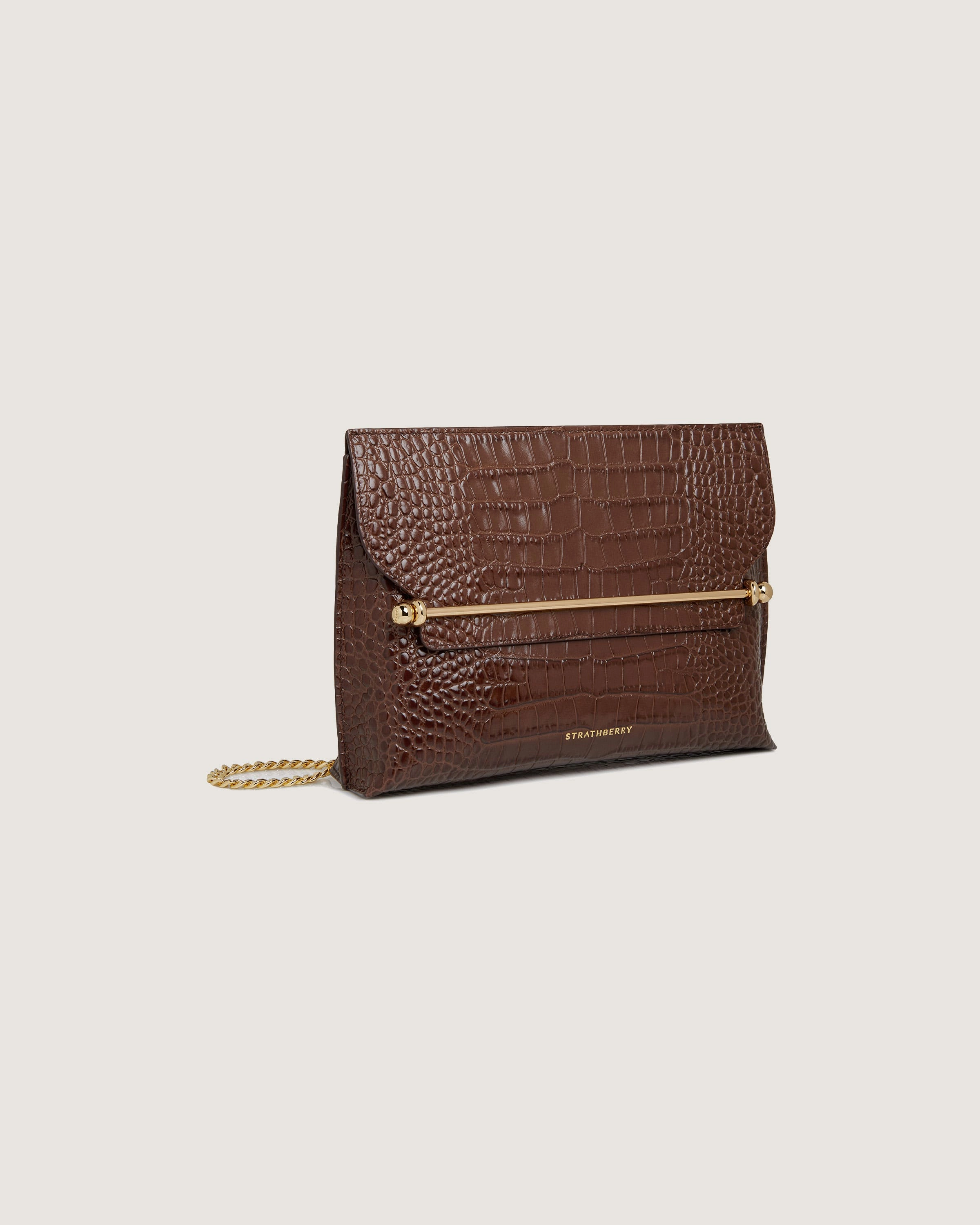 Stylist - Croc-Embossed Leather Chocolate