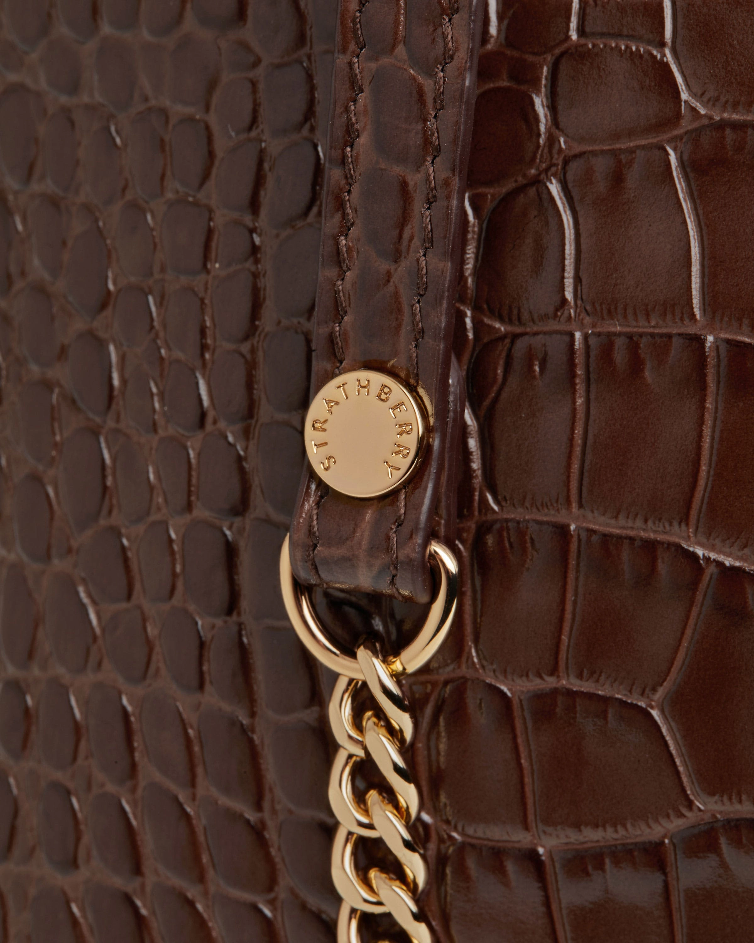 Stylist - Croc-Embossed Leather Chocolate