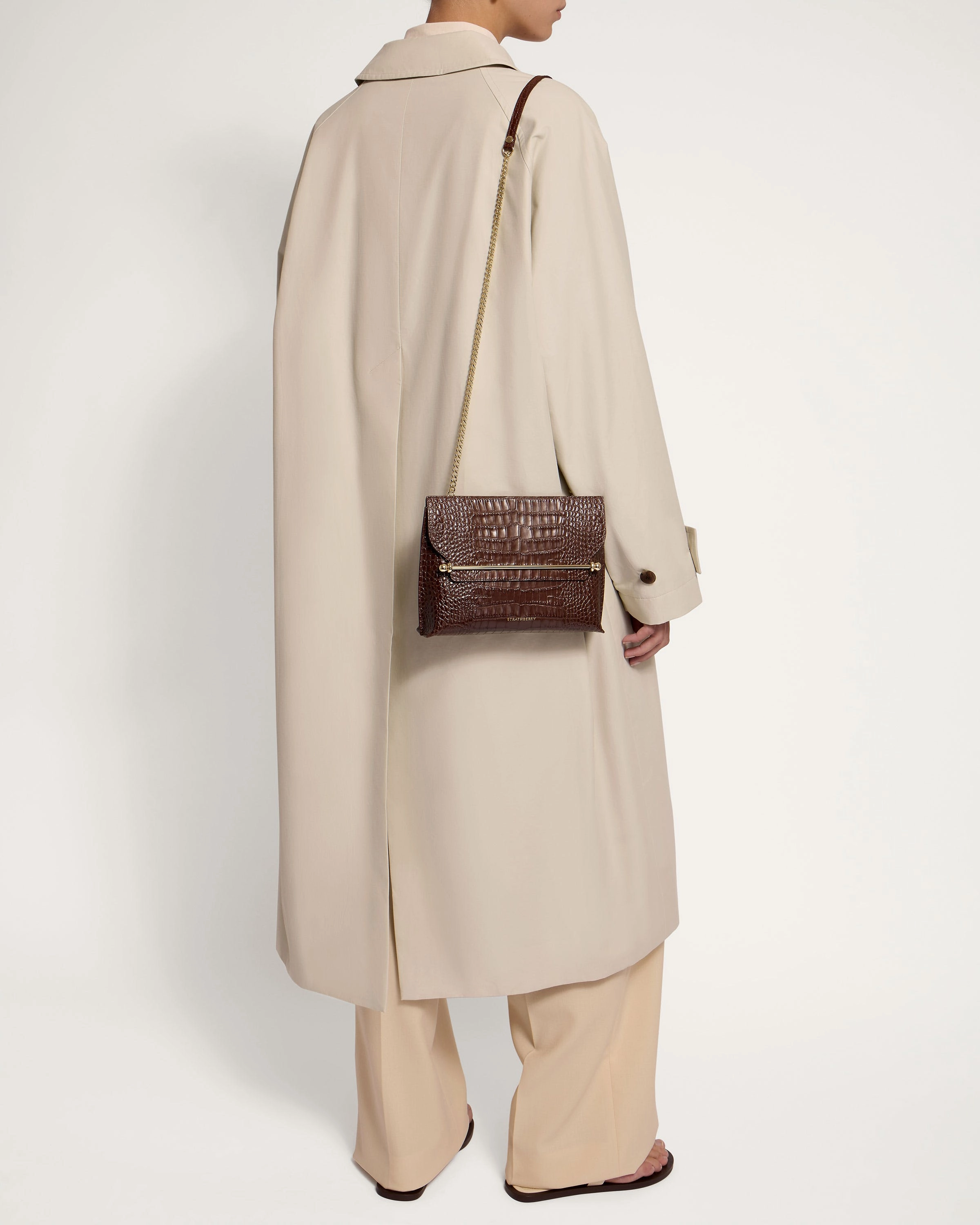 Stylist - Croc-Embossed Leather Chocolate