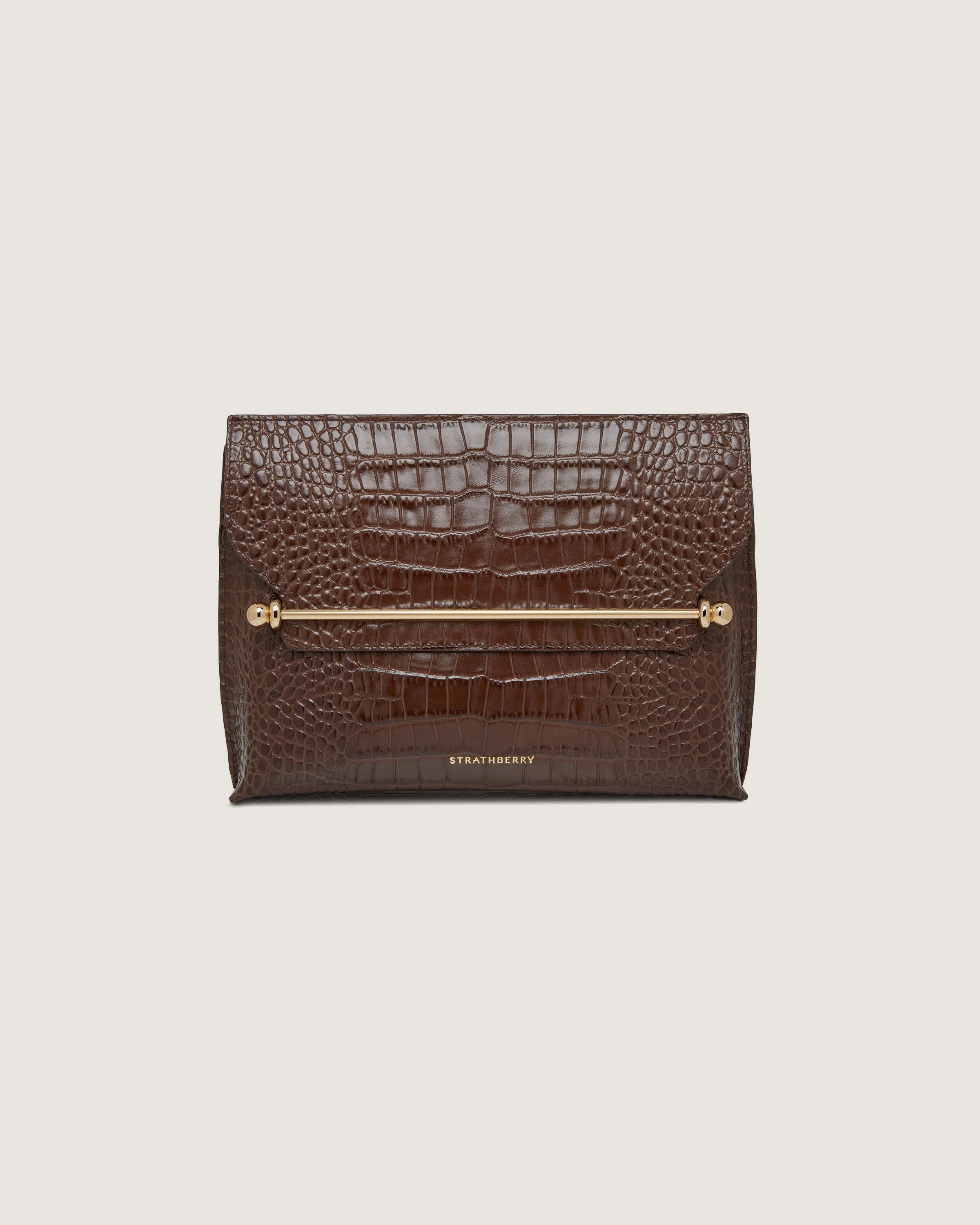 Stylist - Croc-Embossed Leather Chocolate