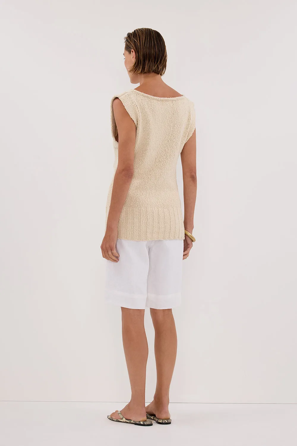 SUE CLAY SLEEVELESS KNIT TOP