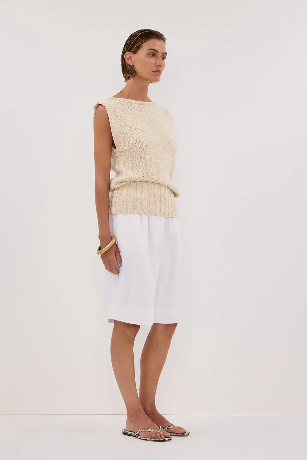 SUE CLAY SLEEVELESS KNIT TOP