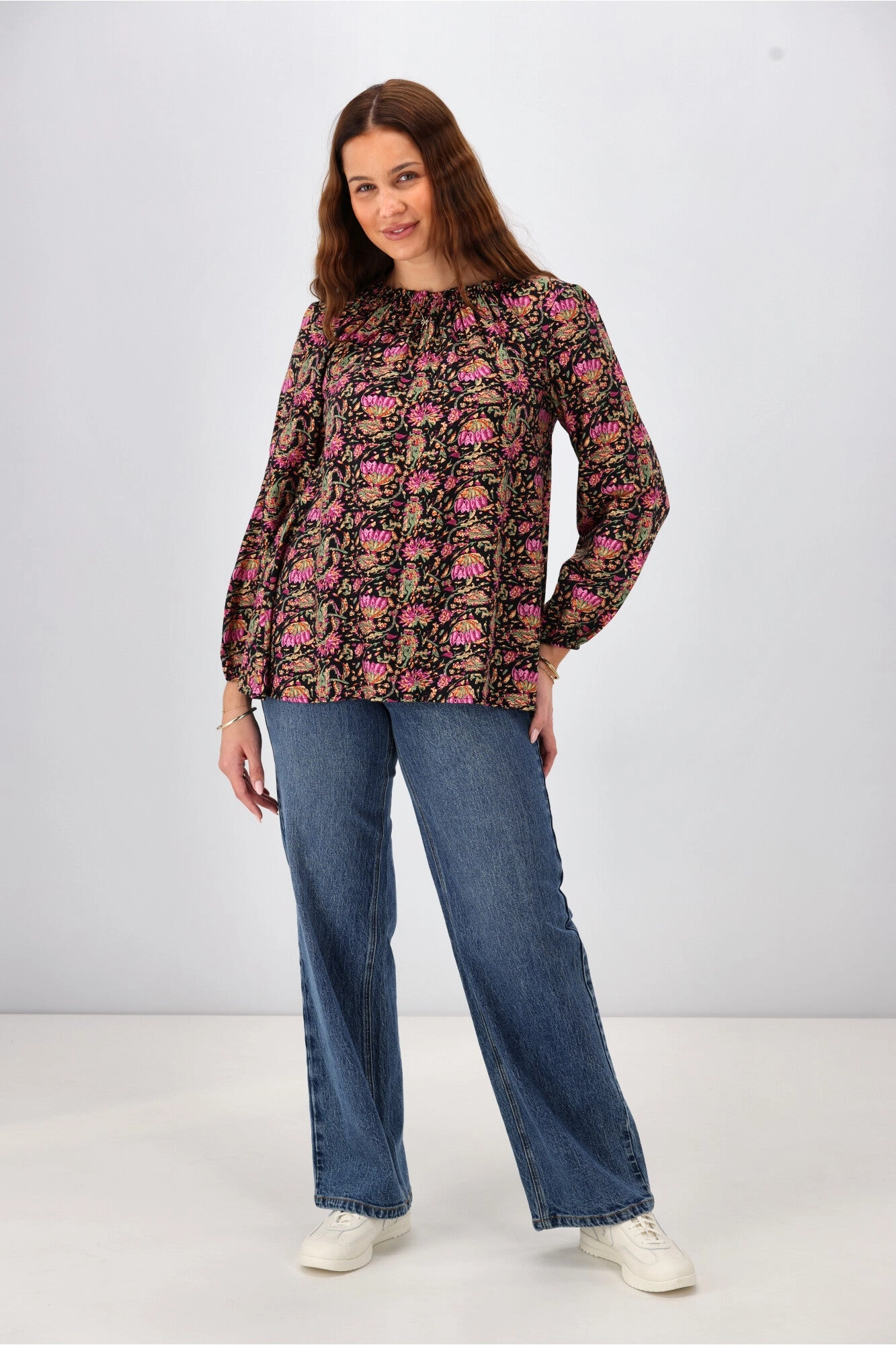 Sunday Boho Oakley Top Paisley Print Black