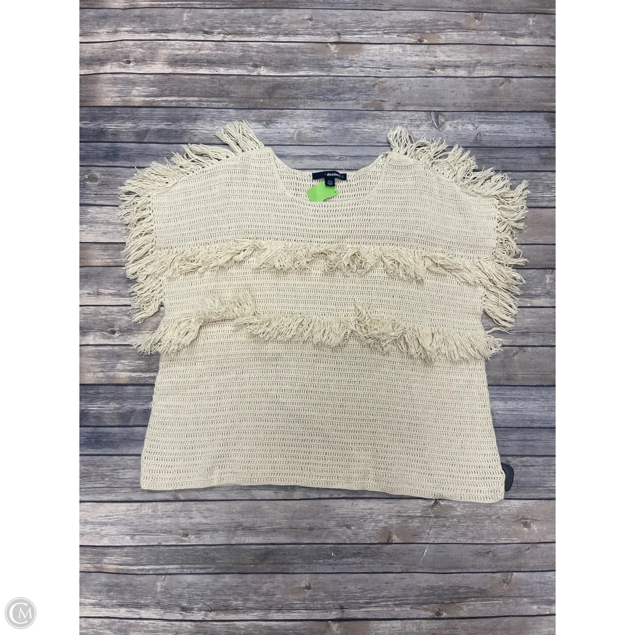 Sweater By Denim 24/7 In Ivory, Size: L