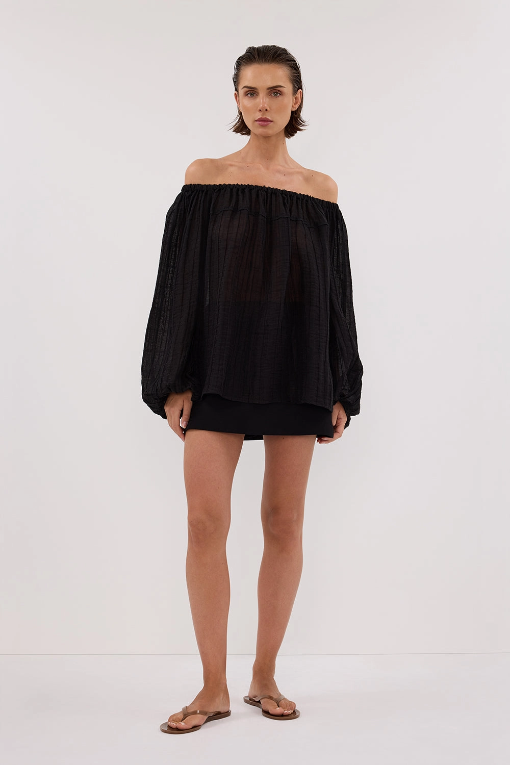 TAHITI BLACK LONG SLEEVE TOP
