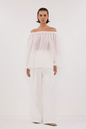 TAHITI WHITE LONG SLEEVE TOP