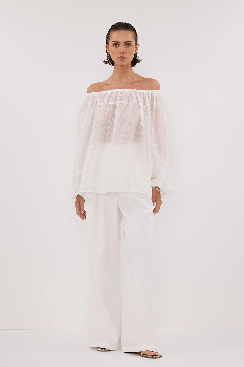 TAHITI WHITE LONG SLEEVE TOP