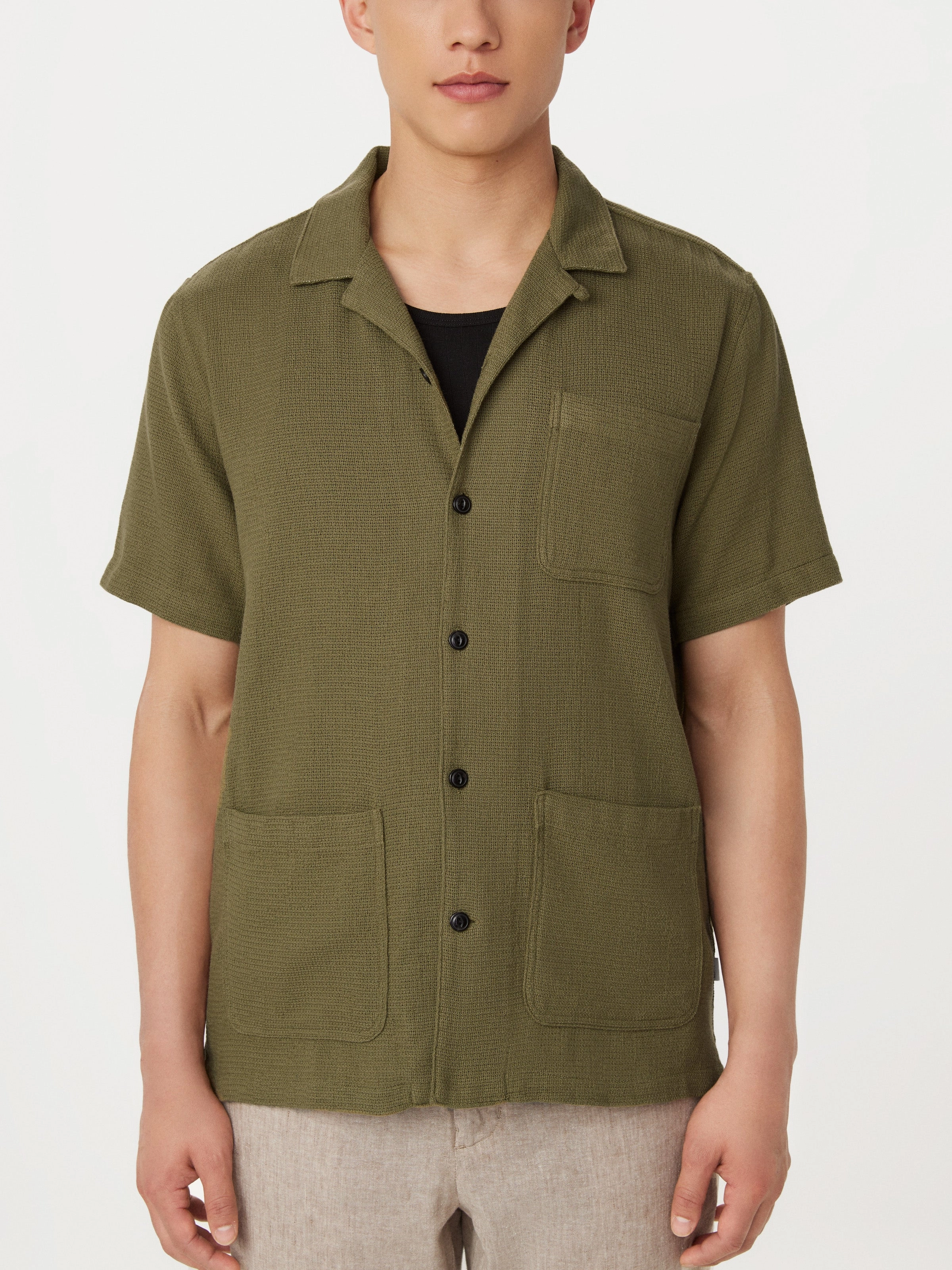 The Short Sleeve Overshirt in Martini Olive
