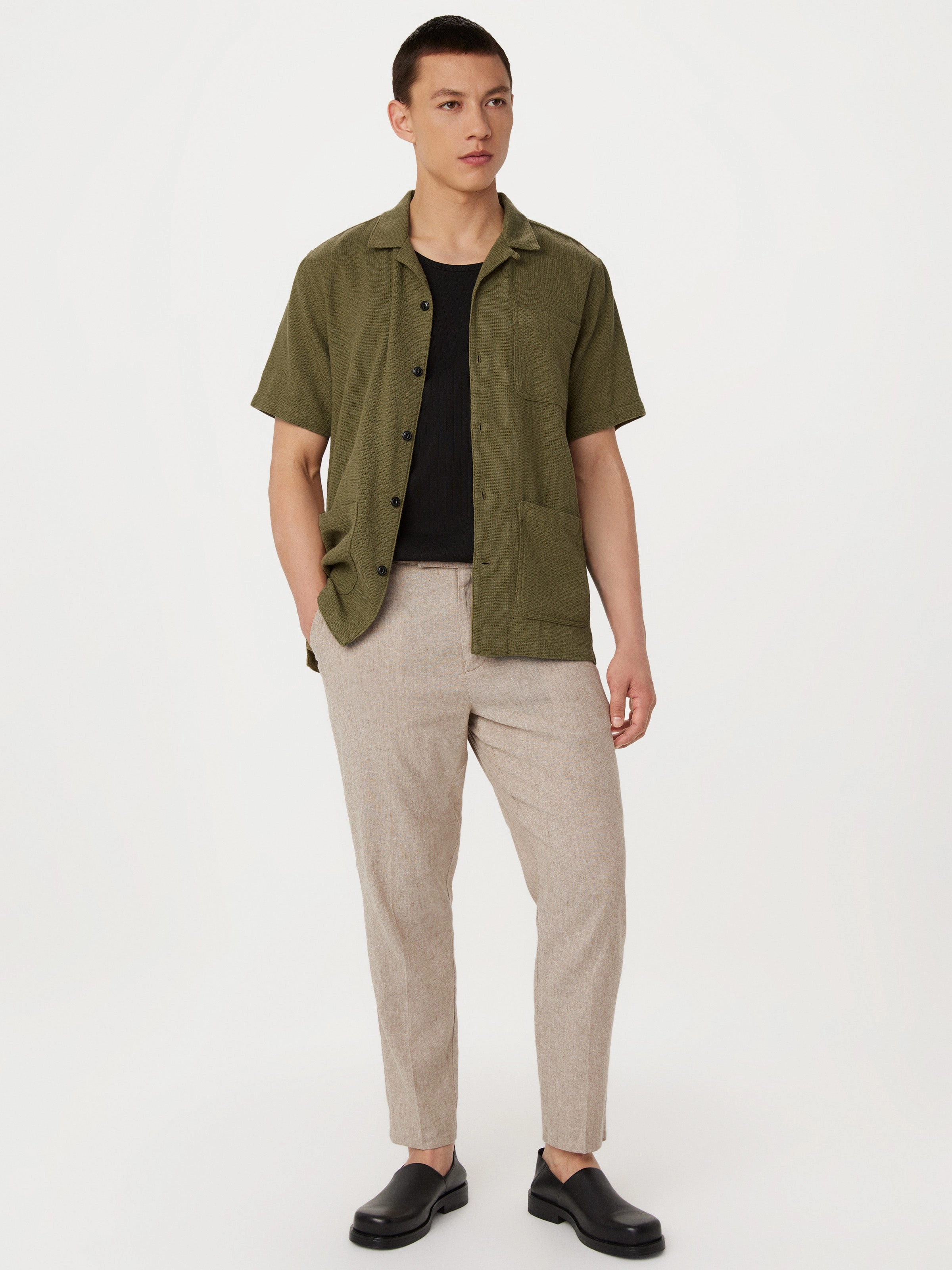 The Short Sleeve Overshirt in Martini Olive