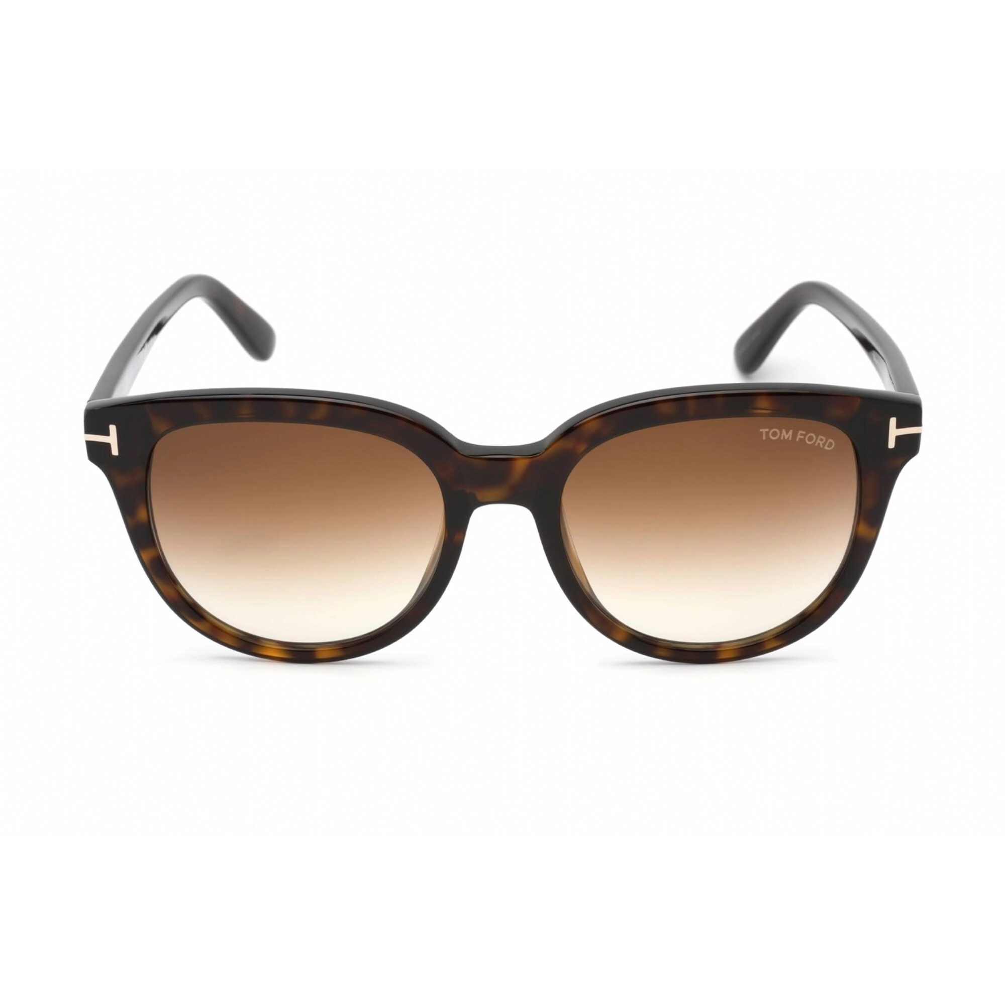 Tom Ford Women's Sunglasses - Dark Havana Round Frame Gradient Brown Lens | FT0914 52F