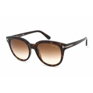 Tom Ford Women's Sunglasses - Dark Havana Round Frame Gradient Brown Lens | FT0914 52F