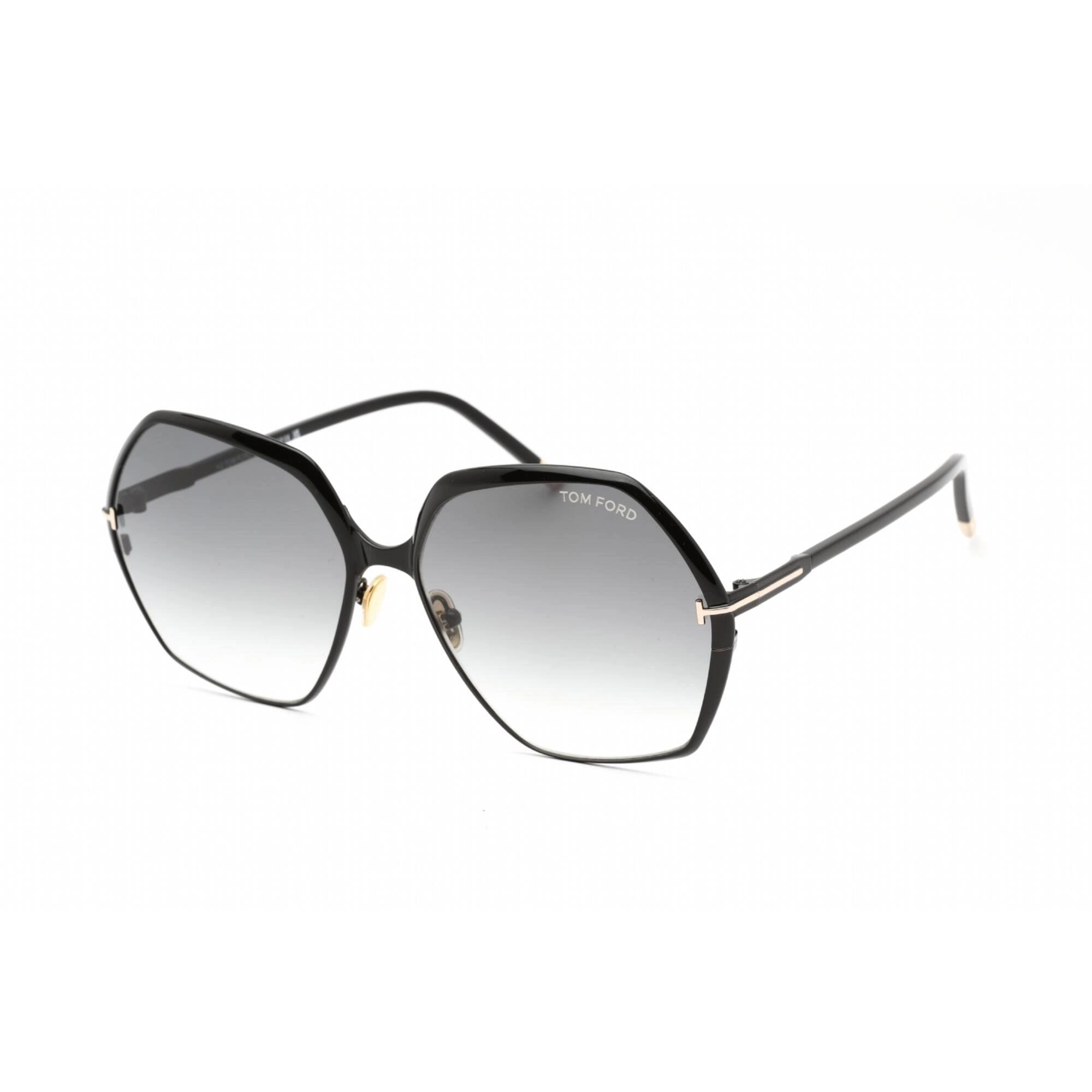 Tom Ford Women's Sunglasses - Shiny Black Metal Geometric Shape Frame | FT0912 01B