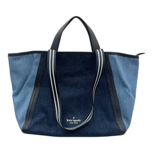 Tote Designer By Kate Spade In Blue Denim, Size:Large