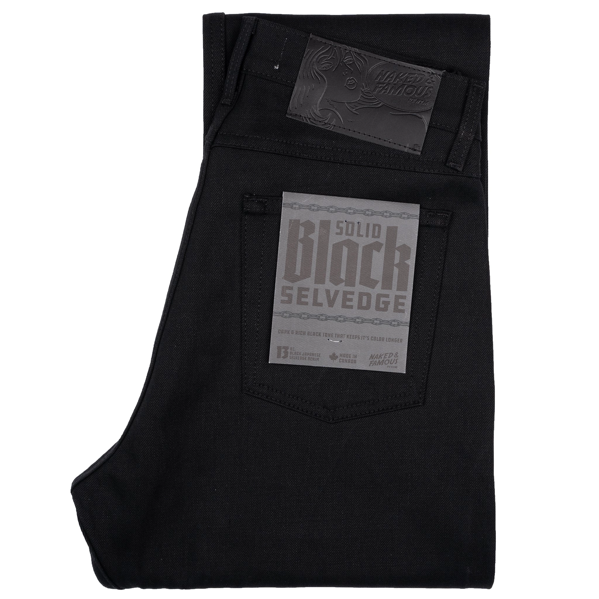 True Guy - Solid Black Selvedge - 36 Long Inseam