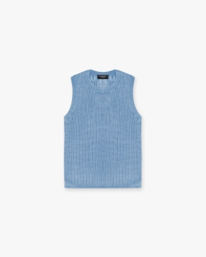 Washed Knit Vest - Sky Blue