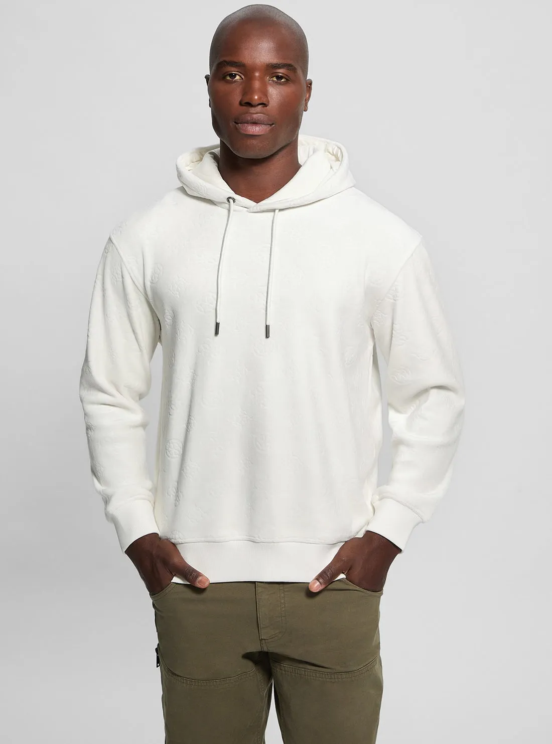 White Bonded Velvet Hoodie Jumper