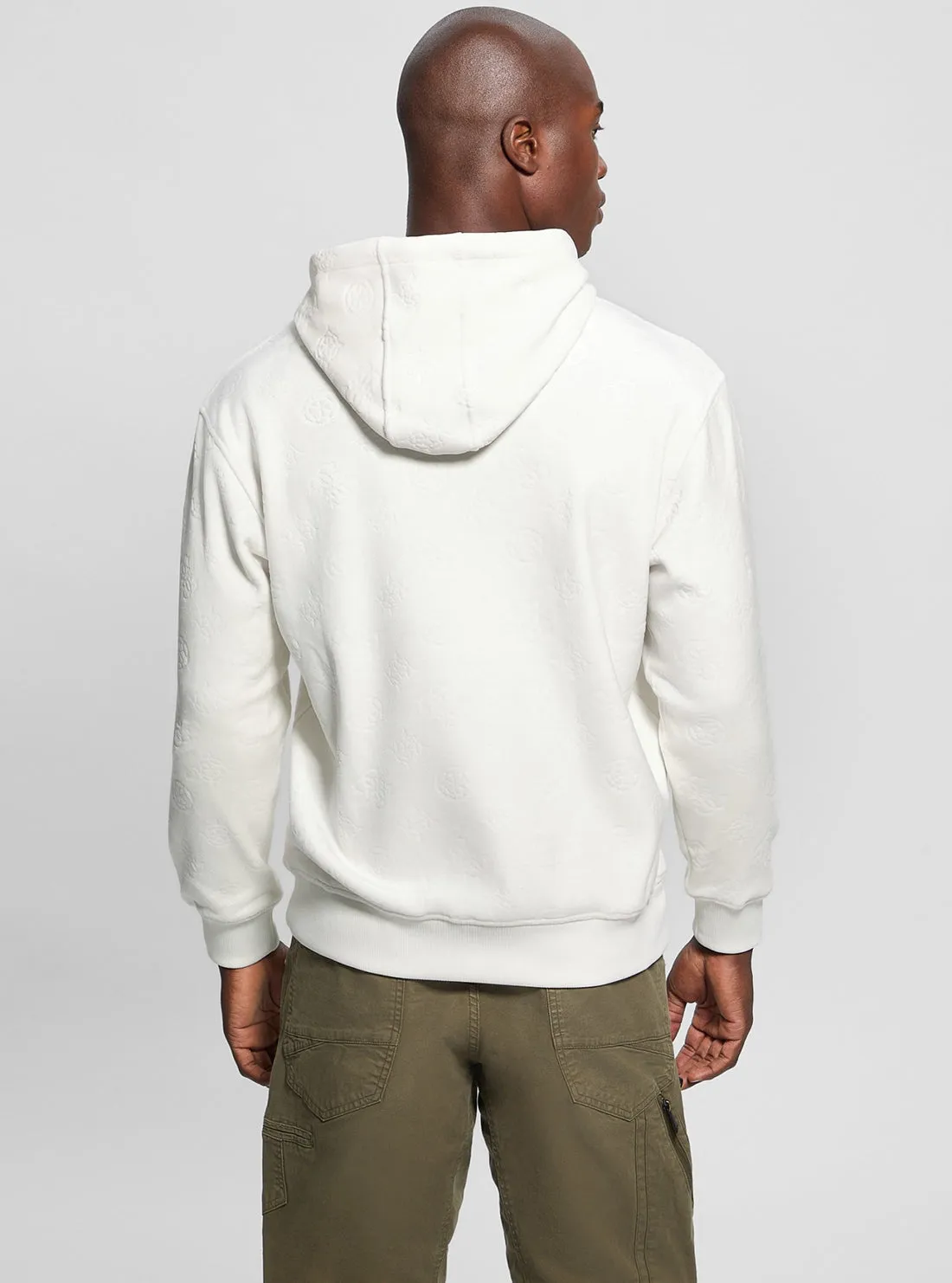 White Bonded Velvet Hoodie Jumper