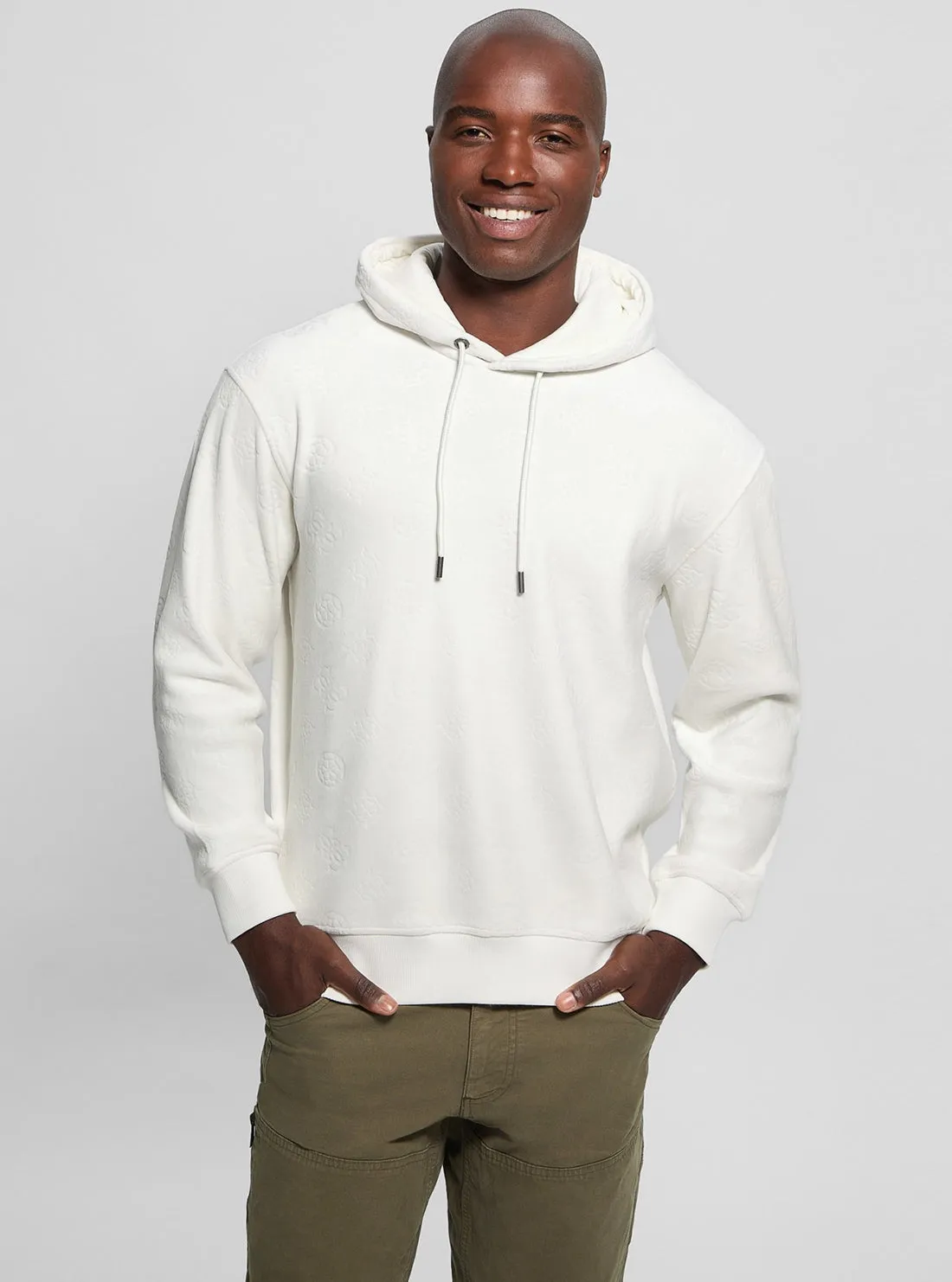 White Bonded Velvet Hoodie Jumper