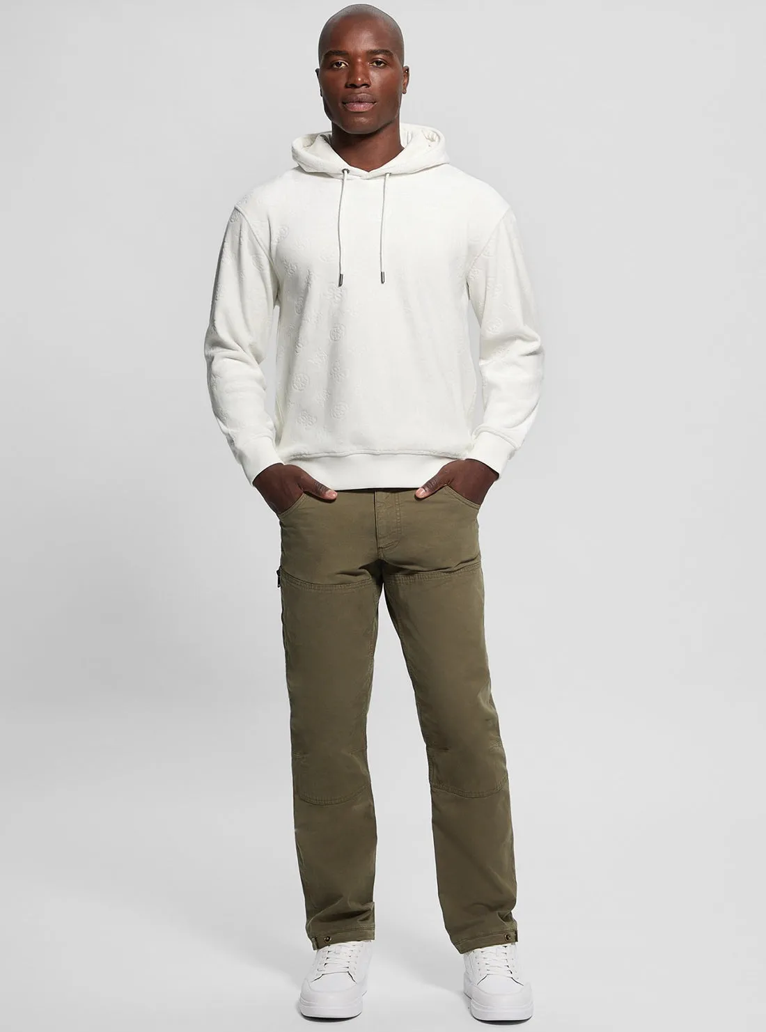 White Bonded Velvet Hoodie Jumper