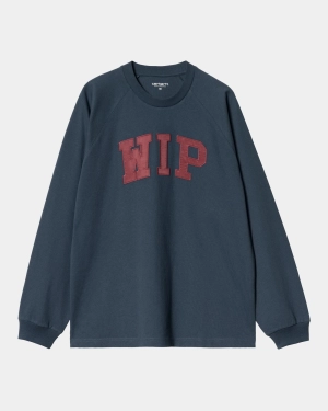 WIP Long Sleeve T-Shirt | Dusky Blue / Mulberry