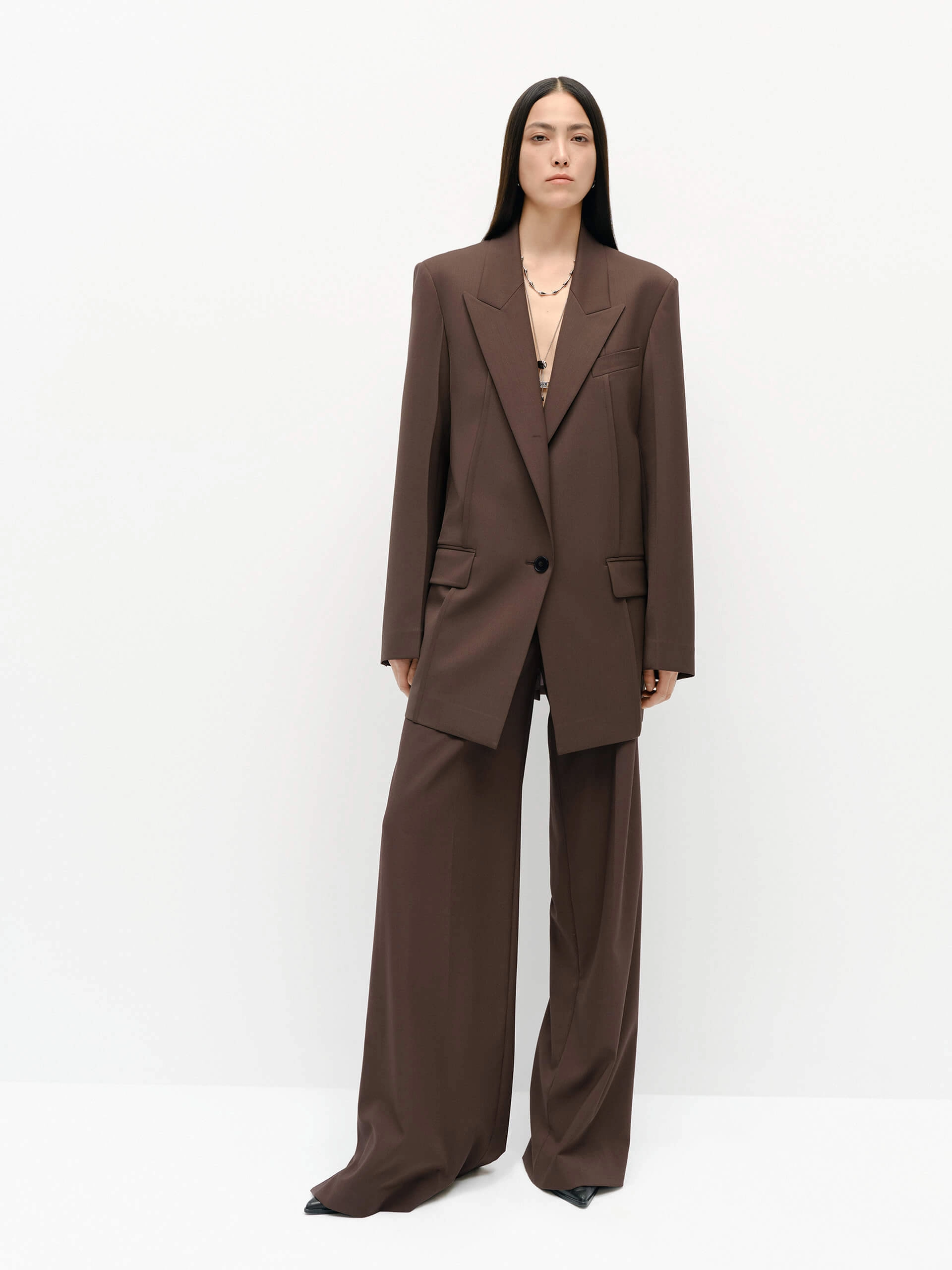 Wool Blend Structured Blazer
