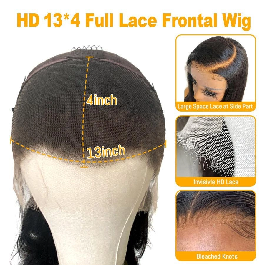 WOWANGEL Premium Raw Hair Deep Wave 13X4 HD Lace Full Frontal Wig Pre Plucked