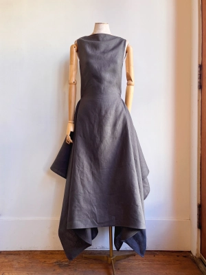 Zero-Waste Ash Grey Linen Dress