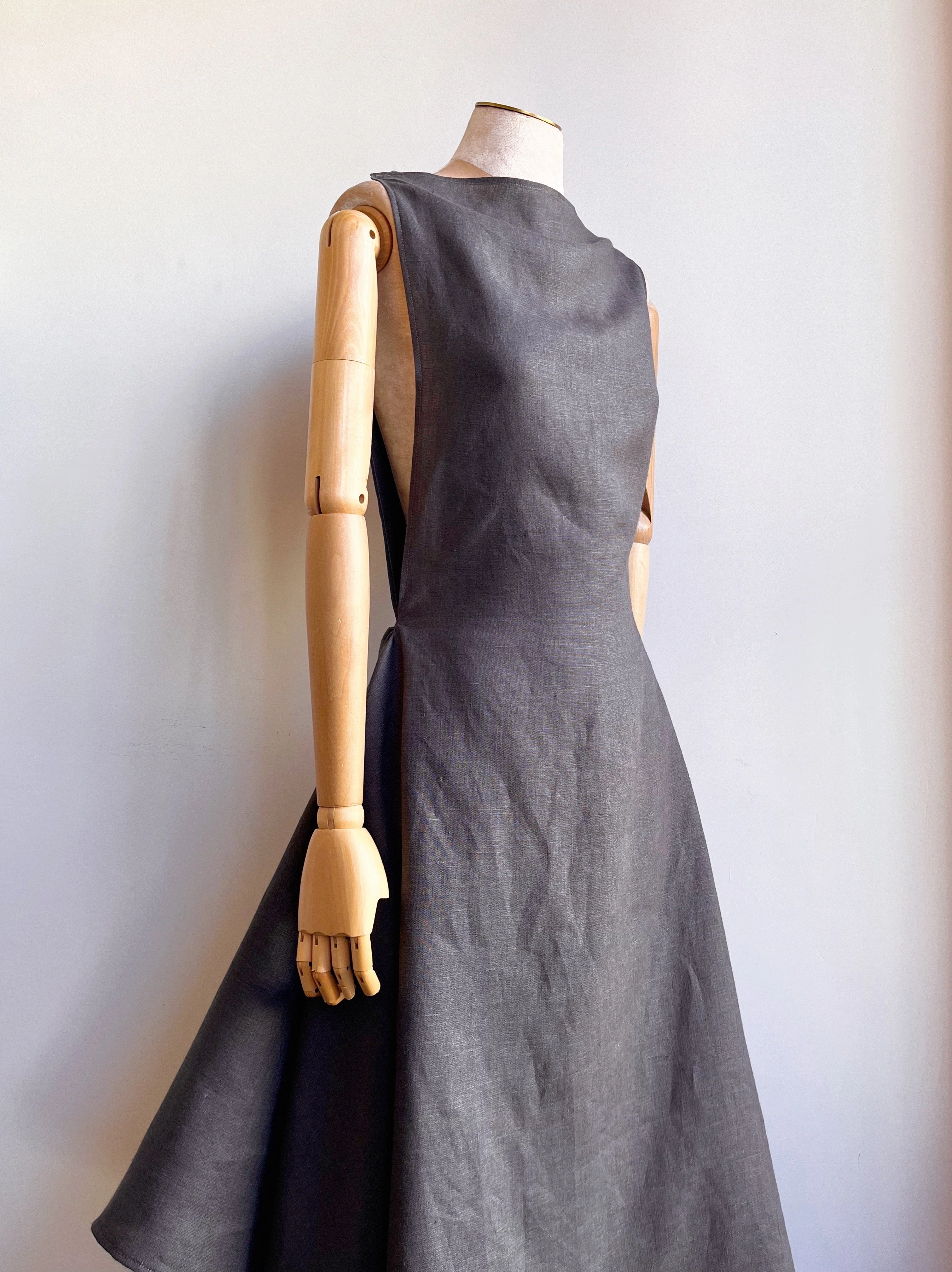 Zero-Waste Ash Grey Linen Dress