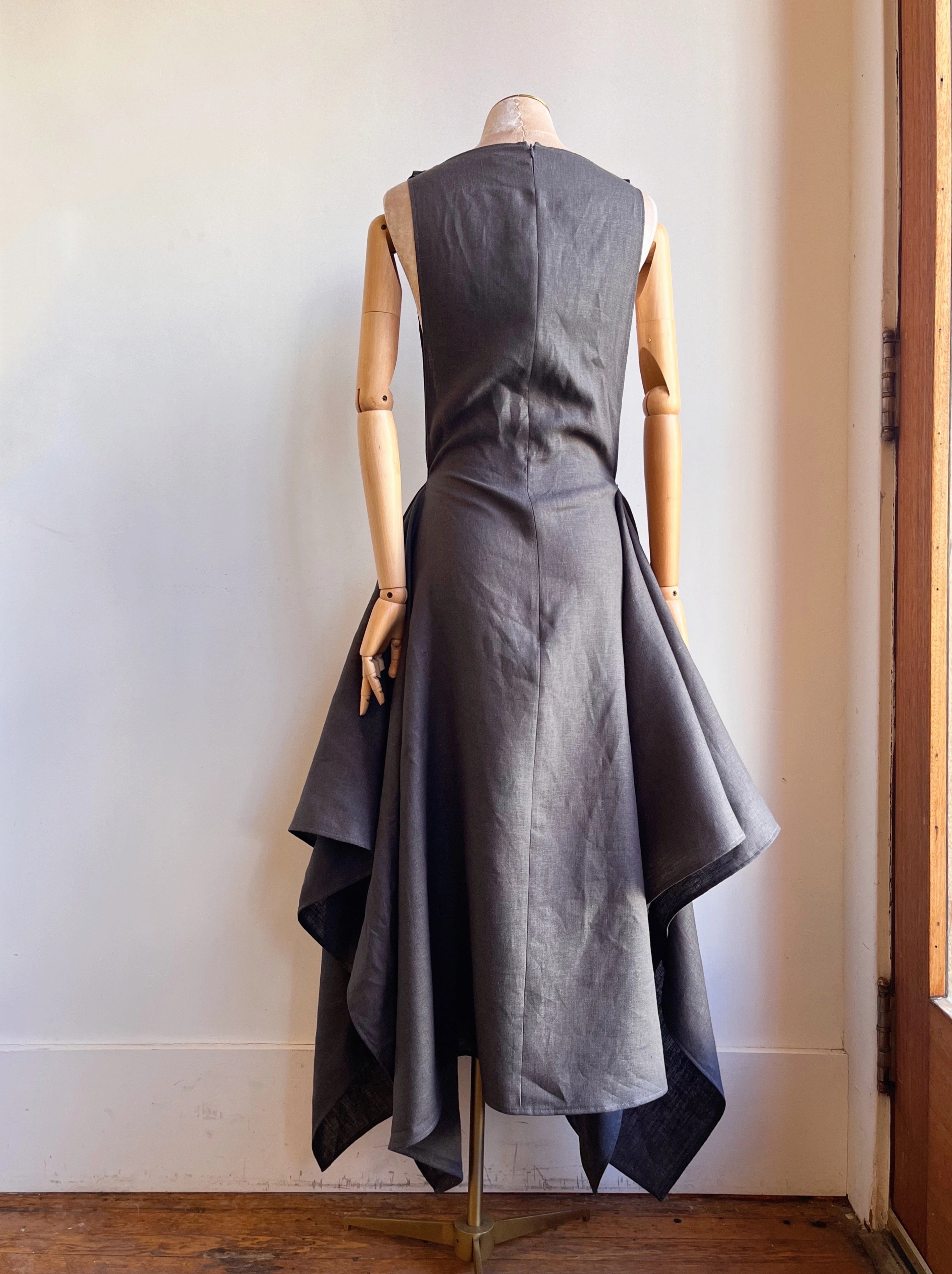 Zero-Waste Ash Grey Linen Dress