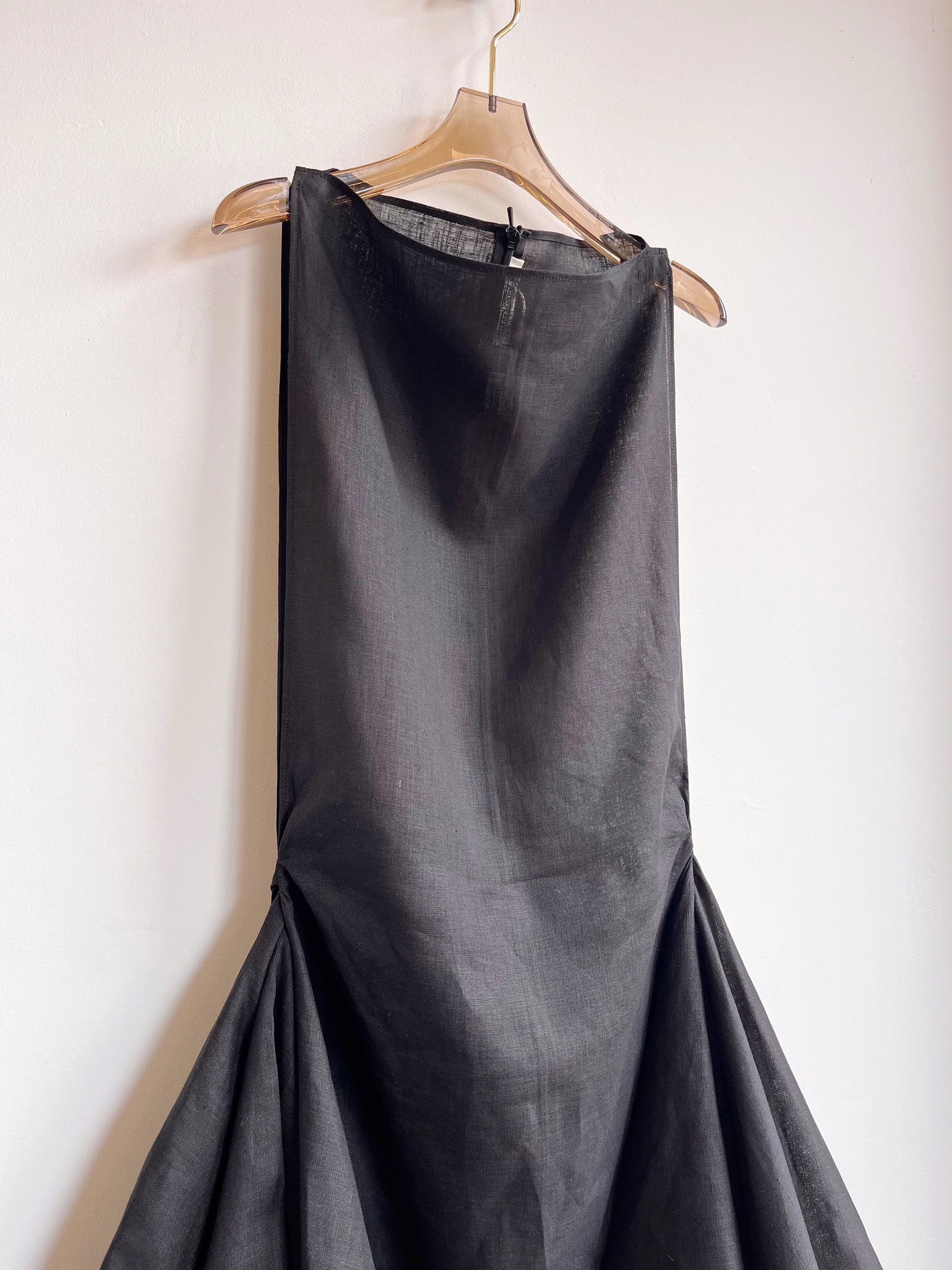 Zero-Waste Dress in Black Linen