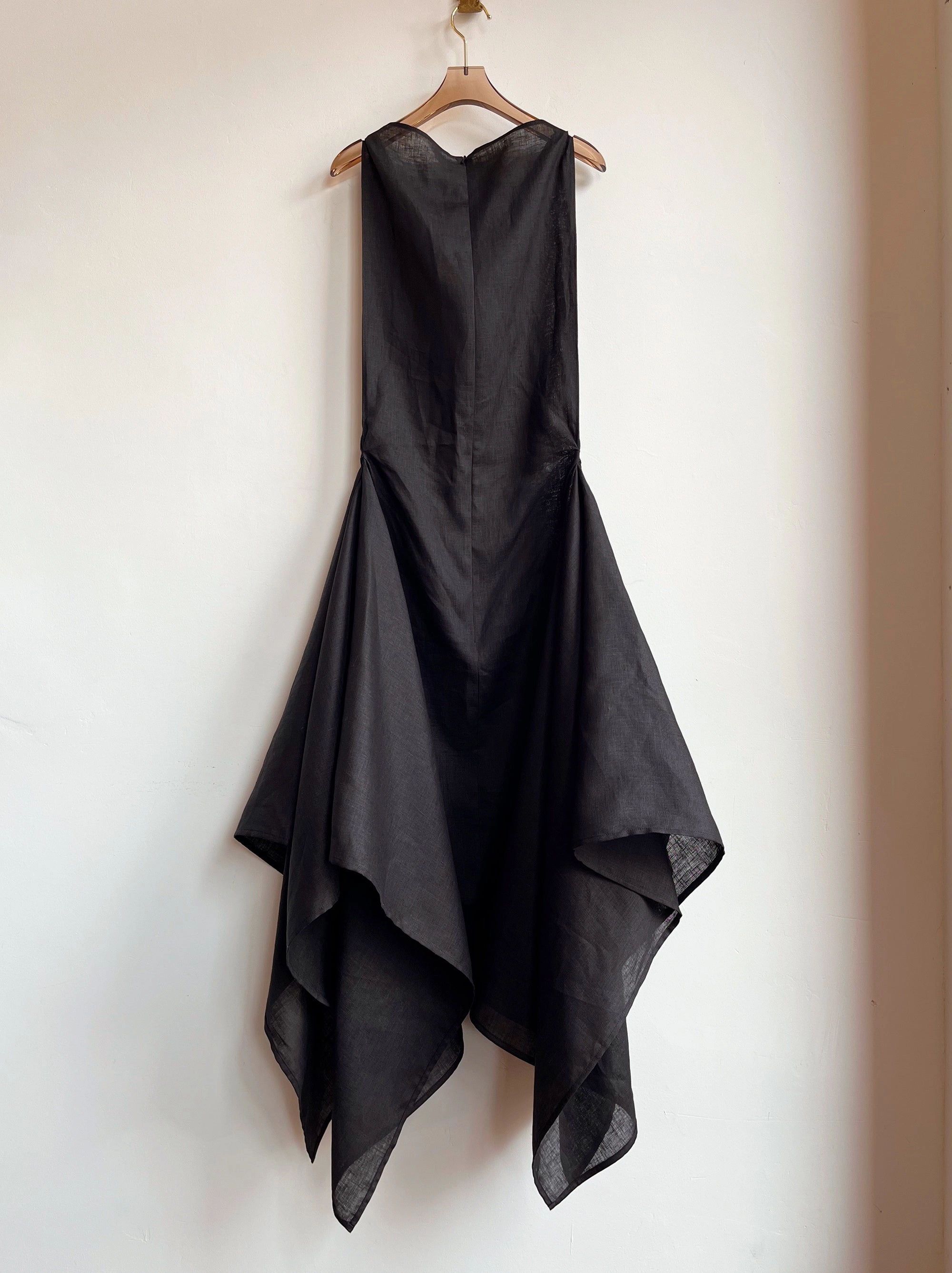 Zero-Waste Dress in Black Linen