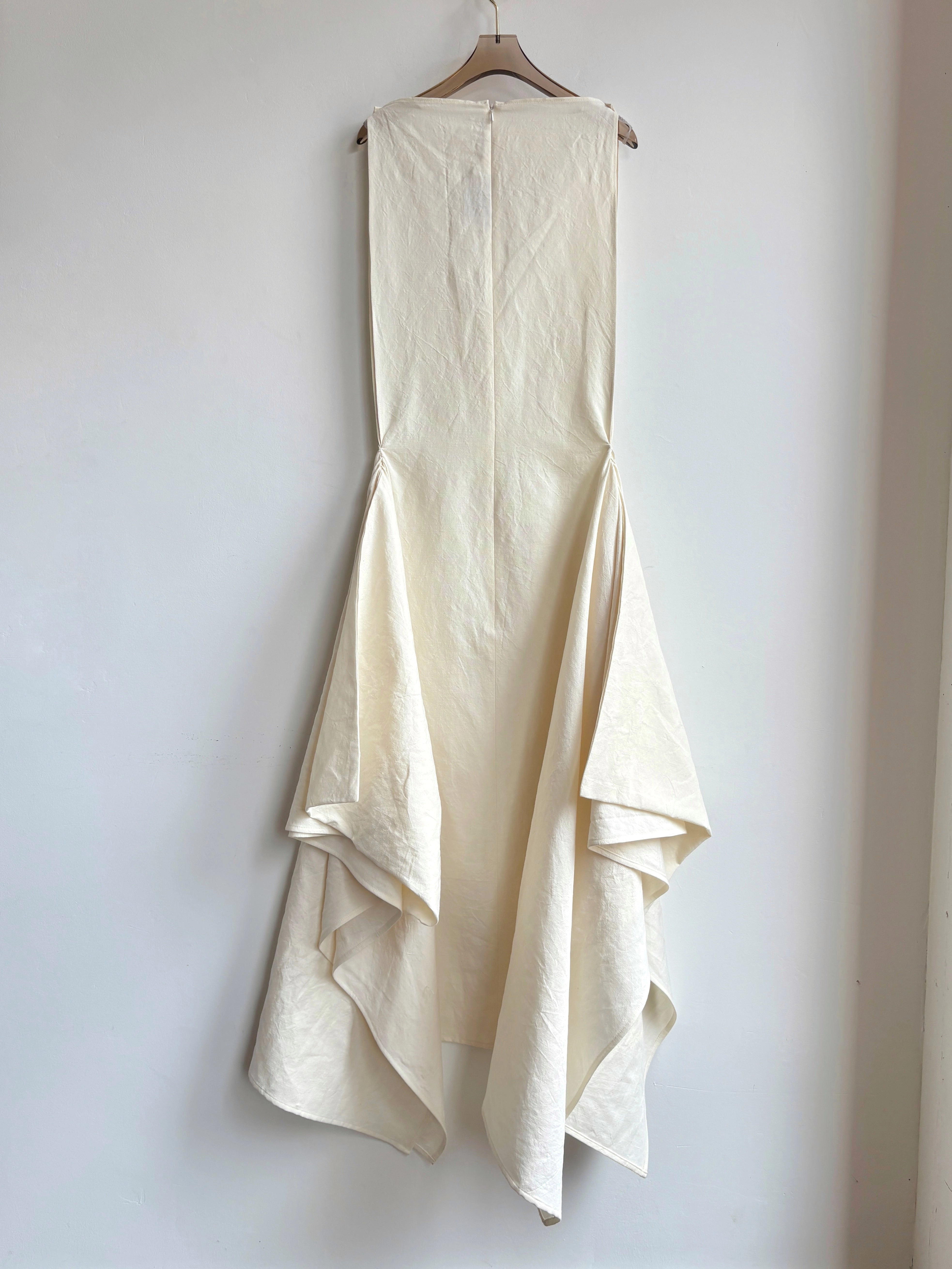 Zero-Waste Dress in Ivory Cotton-Linen