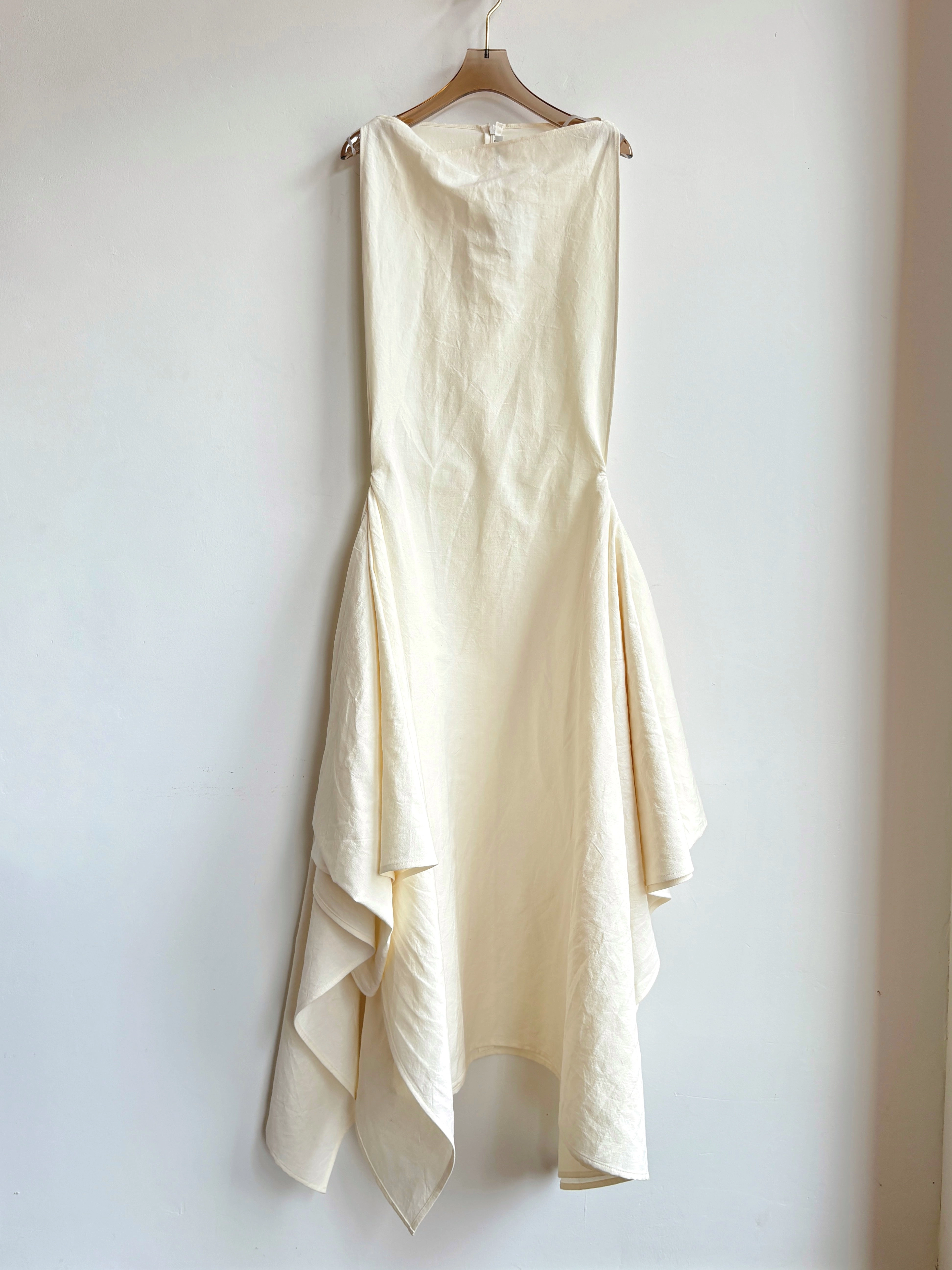 Zero-Waste Dress in Ivory Cotton-Linen